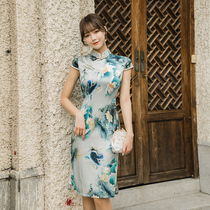 Real silk qipao young girl 2022 new advanced texture Chinese wind noble high-end temperament fresh