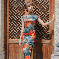 真丝旗袍2021年新款年轻款少女高级质感高贵气质夏季长款优雅演出