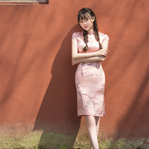 2021 new silk cheongsam women Summer Chinese style dress young girl mulberry silk elegant lady