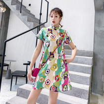 2021 new cheongsam young girl Chinese style modified dress fashion Republic of China loose size