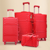Big red suitcase Wedding box Bridesmaid suitcase Wedding bride trolley box Female red suitcase Dowry box