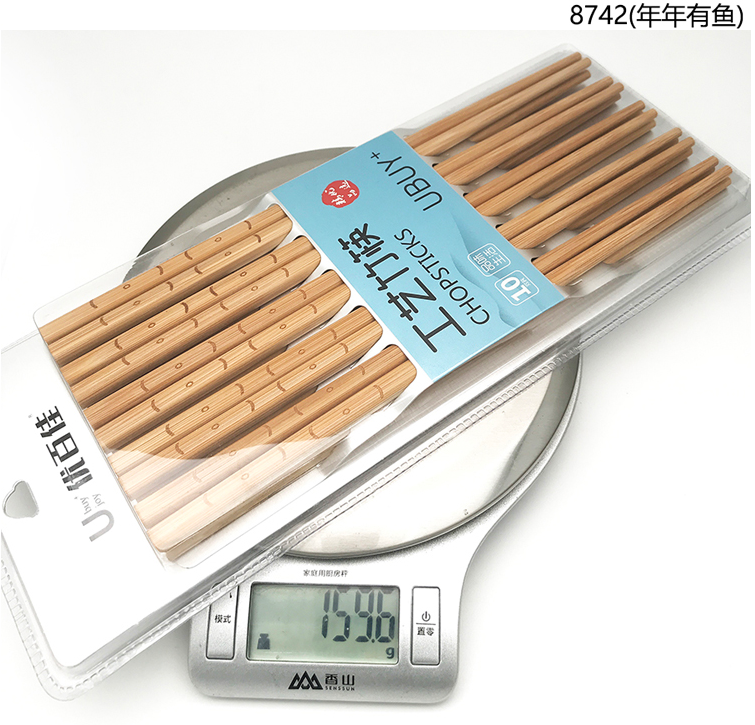 Single List 8742 Chinese year more than bamboo chopsticks one pair of household fast - bag tableware set group 10 pairs