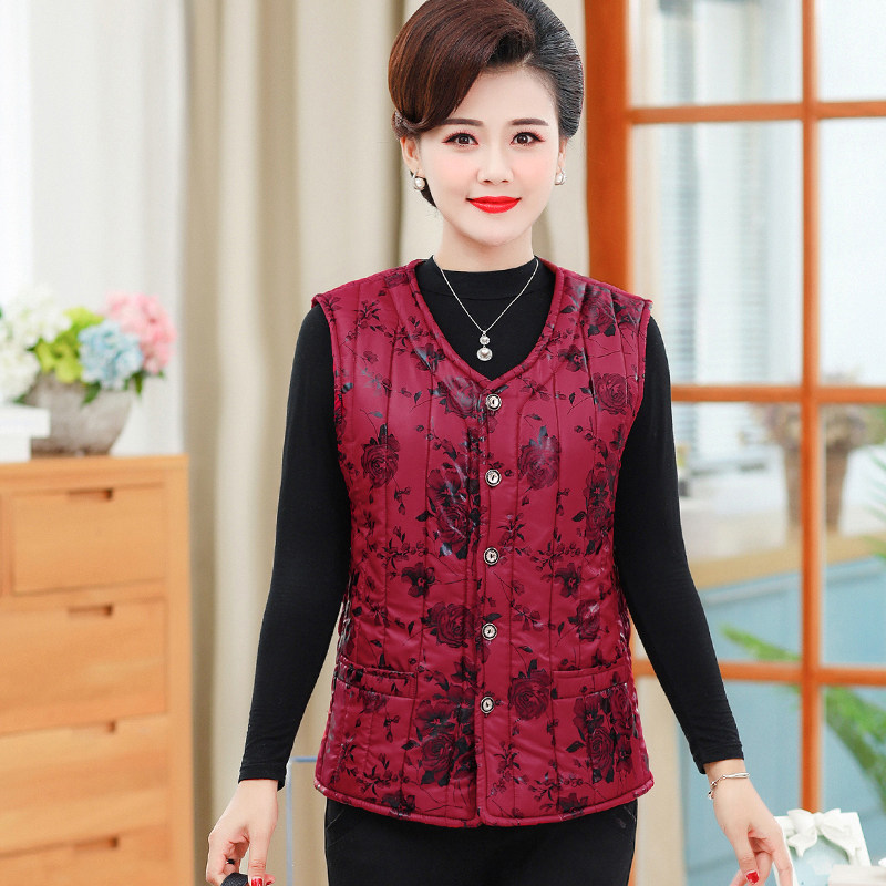 Mid-aged women's clothing down cotton waistcoat Short-in-the-cotton waistcoat Cotton Waistcoat inside and outside wearing liner cotton clothes Winter anti-chill Camshoulder