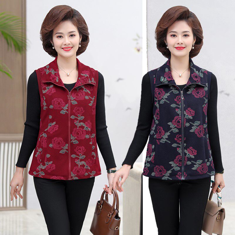 Middle and old age women's clothing waistcoat spring autumn new large size cotton cloth camper waistcoat Med middle-aged mom I-I-vest lady