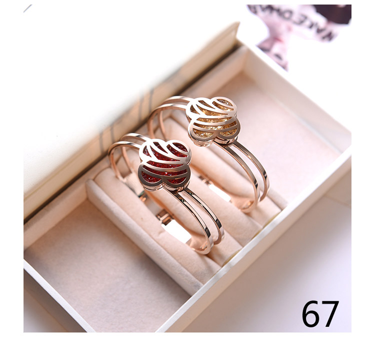 Phiên bản Hàn Quốc của vòng đeo tay nữ bằng thép titan màu vàng hồng được bảo vệ cao cấp với đồng hồ kim cương rộng đeo tay Phụ kiện trang sức Nghĩa trang 2 vòng đeo tay nam