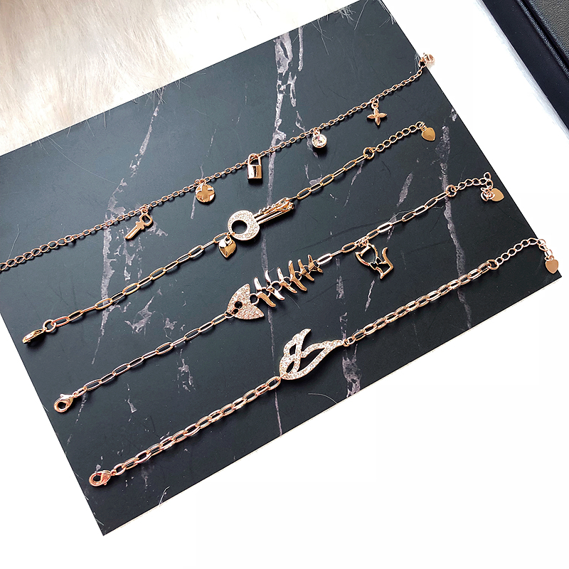 Phiên bản tiếng Hàn của thời trang mới nơ dát rhinestone vòng tay khí chất micro-dát zircon vòng đeo tay Nghĩa trang sức phụ kiện hàng loạt vòng tay nam