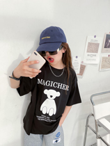 Pola small station Han version girl short sleeve 2021 new child summer clothing loose t-shirt male child pure cotton half sleeve summer