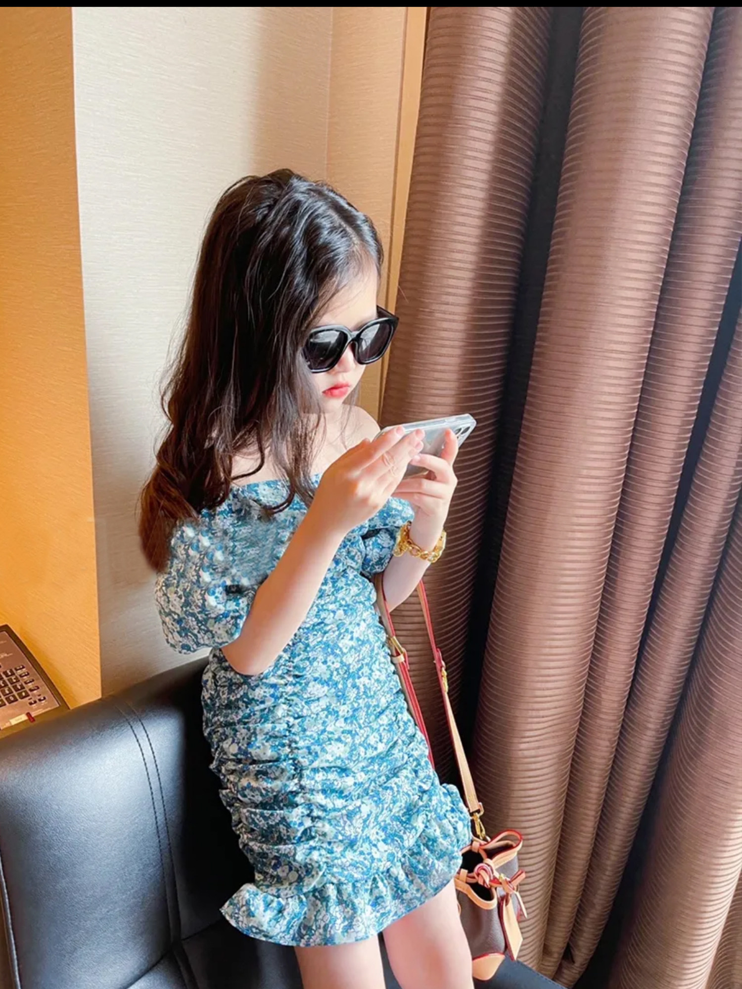 Girls French dress summer dress 2022 new Western style floral chiffon skirt little girl summer princess dress