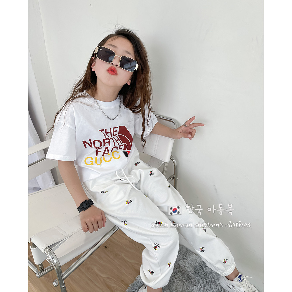 Pola small station girl short sleeve 2021 Summer new Child loose T-shirt CUHK Pure Cotton Summer Dress Blouse Tide