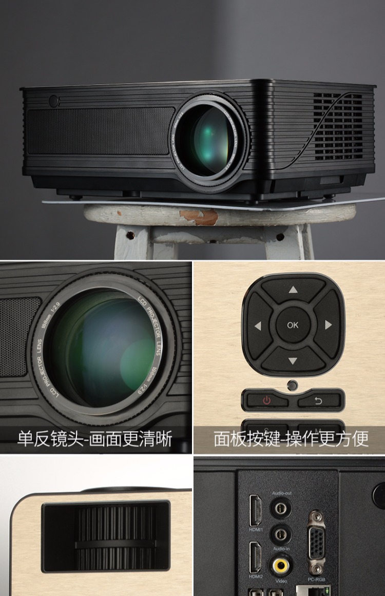 Opuda mới máy chiếu OPD98 wifi không dây 1080p rạp hát tại nhà WIFI gia đình siêu rõ máy chiếu nhỏ điện thoại di động máy chiếu tường máy chiếu văn phòng - Máy chiếu