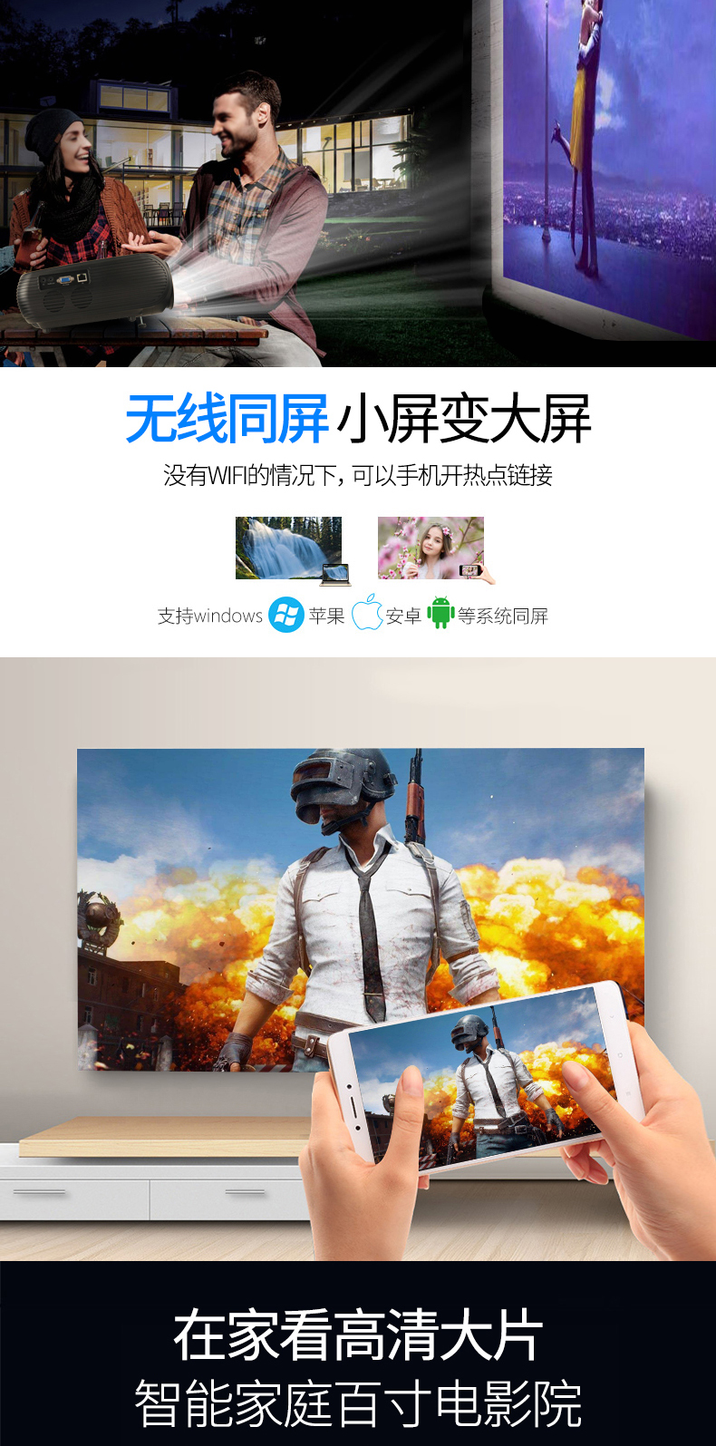 Máy chiếu Opuda mới Z1 máy chiếu văn phòng tại nhà HD 1080P không dây wifi điện thoại thông minh Máy chiếu Apple Android máy chiếu nhỏ 4K rạp hát tại nhà - Máy chiếu