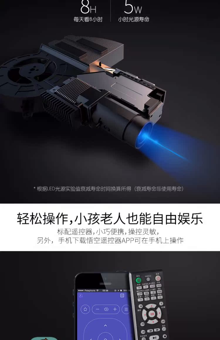 Opuda mới máy chiếu OPD98 wifi không dây 1080p rạp hát tại nhà WIFI gia đình siêu rõ máy chiếu nhỏ điện thoại di động máy chiếu tường máy chiếu văn phòng - Máy chiếu