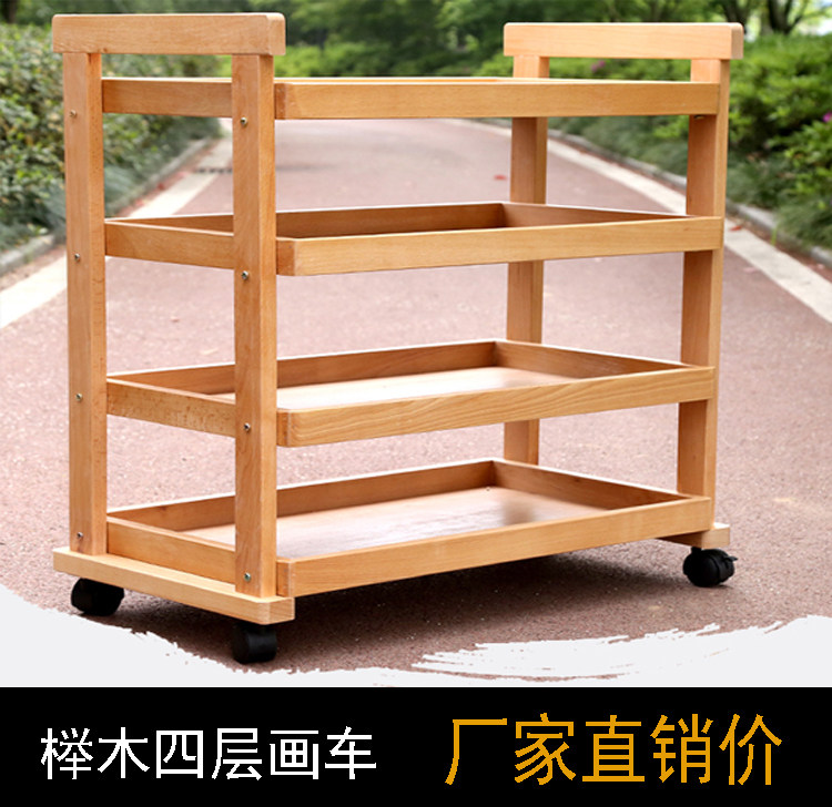 German beech wood painting car oil painting cabinet movable painting car oil painting country painting with wheel oil painting car fine art painting tool