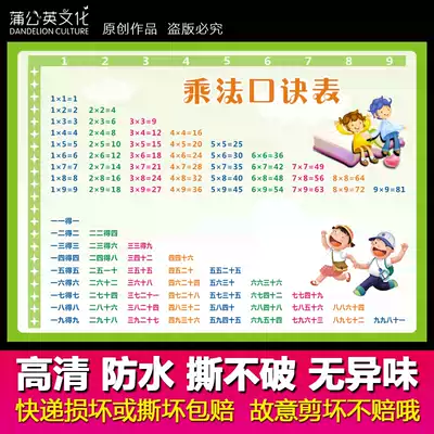 Multiplication formula table Wall sticker wall chart Primary school students Pinyin alphabet Second grade 99 multiplication formula division