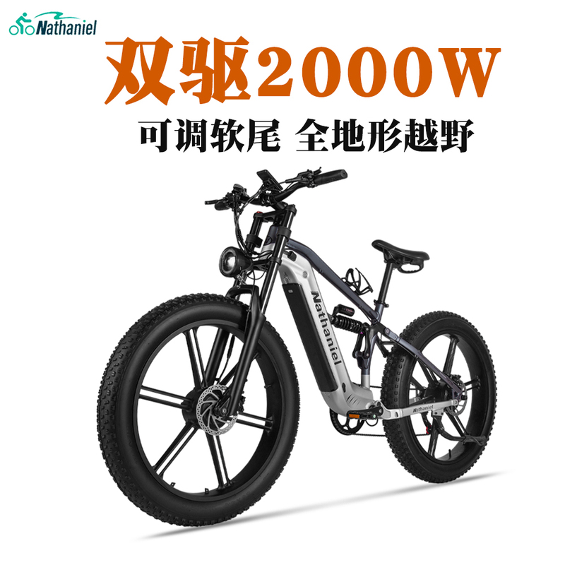 Nathaniel Electric Bicycle 26inch Dual-Drive 48V Lithium Battery Mountain Off-Road Electric Assist Outdoor Adult Bicycle