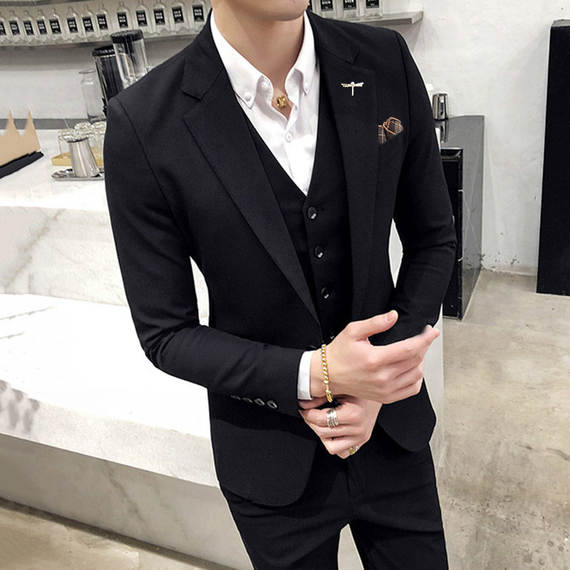 Leisure suit men's suit Korean edition of large size groom suit male mob suit wedding dress Ya skull senior