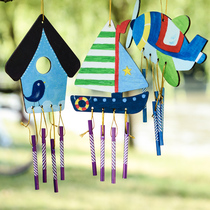  Kindergarten handmade hanging decoration childrens spring handmade DIY material package homemade coloring wooden wind chimes