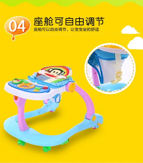 Baby Walker Baby Walker 6 7-18 tháng Chống đẩy tay có thể lấy xe đẩy nhạc