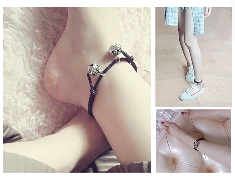Phiên bản tiếng Hàn của chuông thời trang vòng chân dây đỏ nam và nữ chân dây đơn giản Sen vòng tay cá tính chân cá tính sinh viên bạn gái trang sức lắc chân nữ handmade