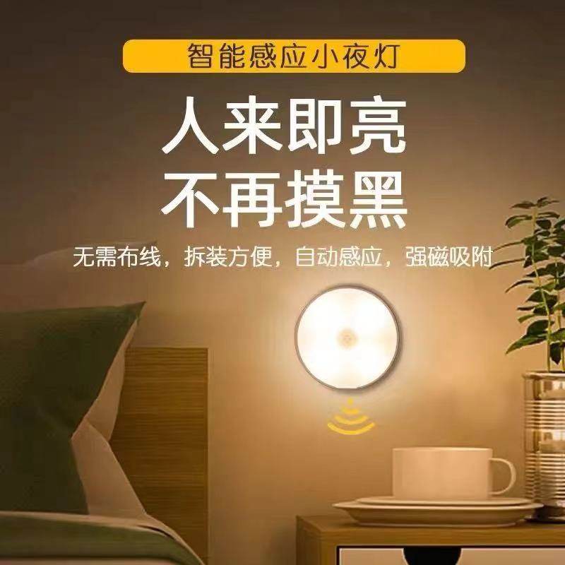 LED inductive small night light USB charging student Dormitory Up Night Light Bedroom Bedside Adsorption Sleep Sleeping room Smart Lights