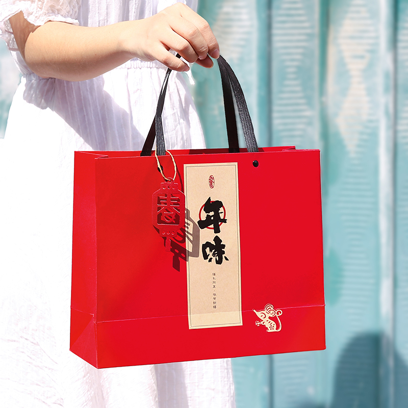 Handbag gift bag portable high-end wedding full moon candy bag gift bag red kraft paper bag