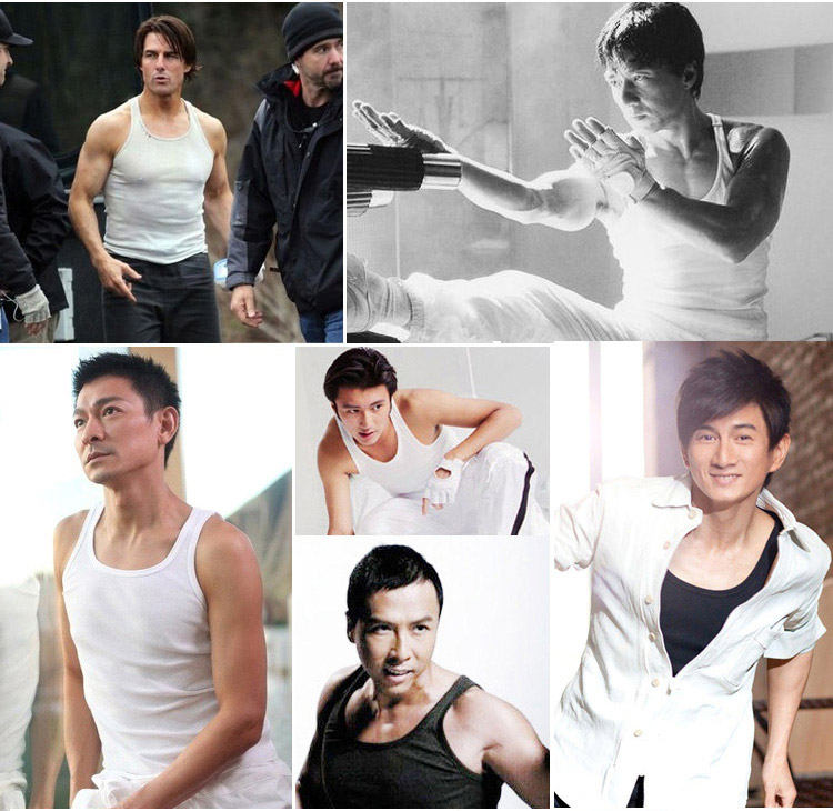 Mùa hè vest nam màu rắn Slim Hàn Quốc phiên bản của sinh viên đàn hồi vest vai thể thao mồ hôi vest 9 9.9 áo ba lỗ