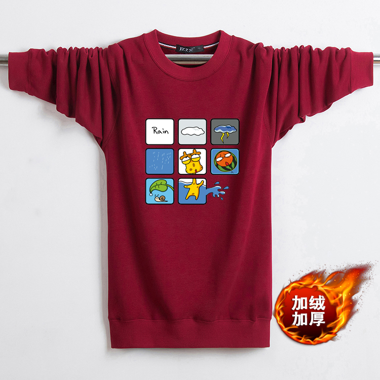 Đặc biệt hàng ngày cộng với áo thun nhung cotton dài tay cho nam cộng với áo phông rộng kích thước thể thao ấm áp áo len béo trùm đầu nam t quần sịp