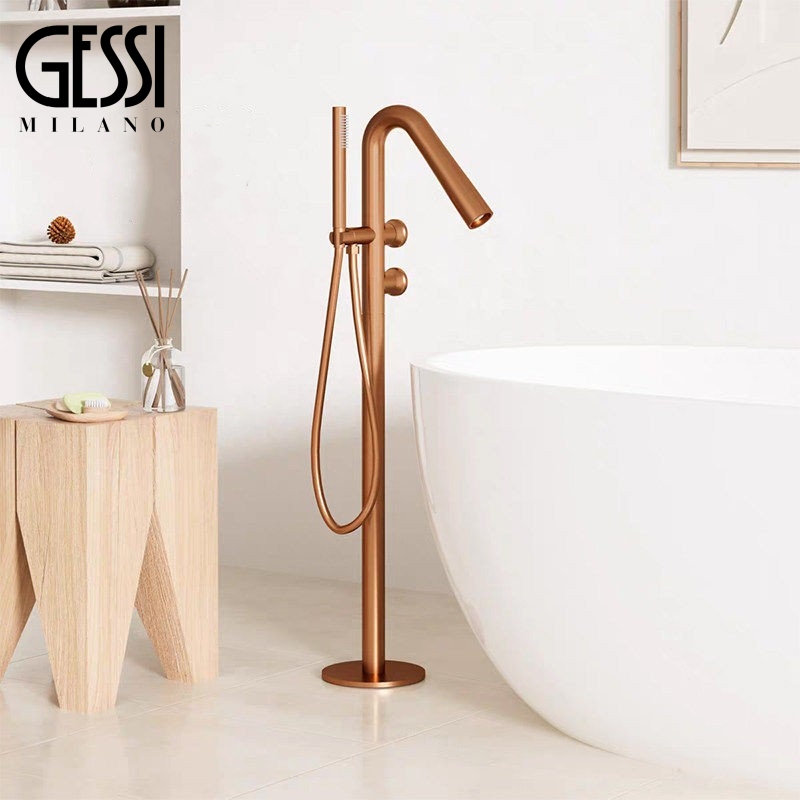 Italian Gessi All-Copper Bathtub Faucet Floor-Mounted Concealed Brushed Nickel Bathroom Tub Side Hot and Cold Water Faucet Italian Gessi All-Copper Bathtub Faucet Floor-Mounted Concealed Brushed Nickel Bathroom Tub Side Hot and Cold Water Faucet