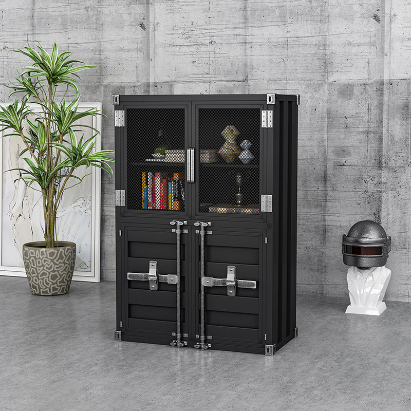 Industrial wind made old container storage meal cabinet multi-function iron decoration container cabinet file cabinet