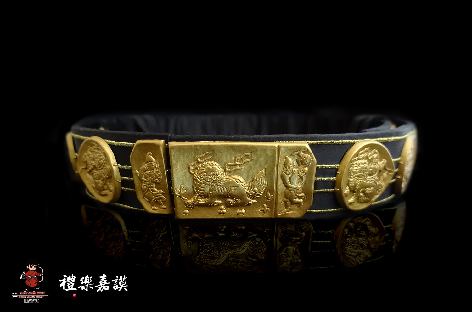 Lion man belt imitation Ming Dynasty leather belt (with Ming Han uniform jade belt)