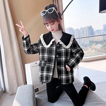 Girls Little Fragrance Coat Spring and Autumn Clothing 2022 New Yanqing Yang Yang Yang Chi Chi Chi Short Coat