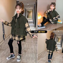 Girls tennis red suit Spring and autumn clothes 2021 new Korean version female great boy trendy girl child foreign air three sets of damp