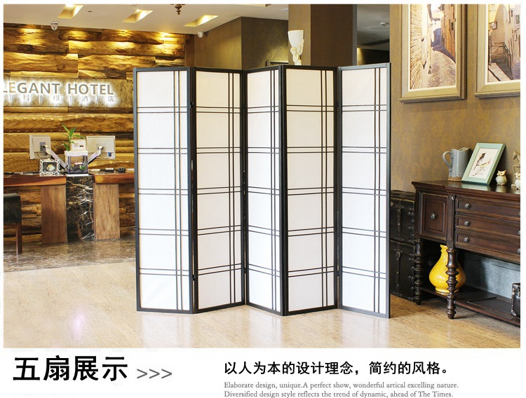 Shang Fanle không dệt kiểu Nhật gấp gỗ rắn hoạt động màn hình đơn giản hiên nhà hàng cắt di động - Màn hình / Cửa sổ khung cửa gỗ