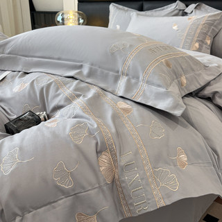高端轻奢风加厚全棉磨毛四件套刺绣纯棉被套高级感床笠款床上用品