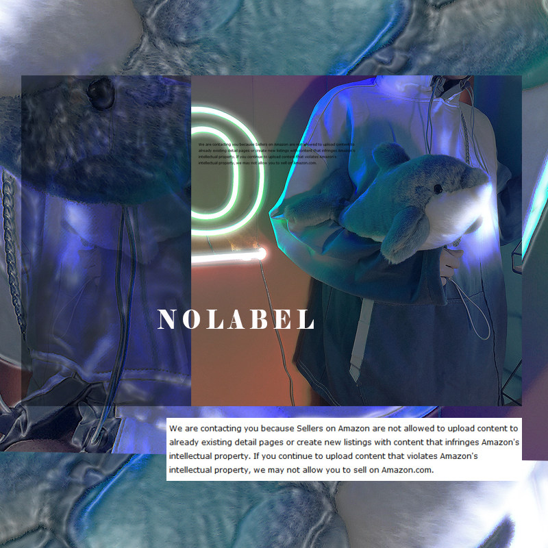 NOLABEL plush gray dolphin bag original design sense doll chain bag fun mobile phone bag men and women