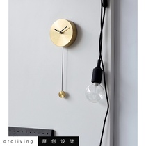 oroliving original design new Nordic minimalist clock bedroom living room clock decoration brass round clock