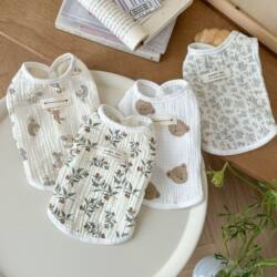 Cotton Gauze Dog Vest Summer Breathable Gauze Teddy Schnauzer Bichon Poodle Thin Anti-Shedding Cat Clothes