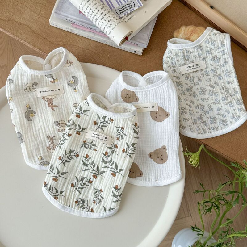 Pure Cotton Gauze Dog Vest Summer Breathable Gauze Teddy Schnauzer Bichon Poodle Anti-Shedding Cat and Dog Clothes