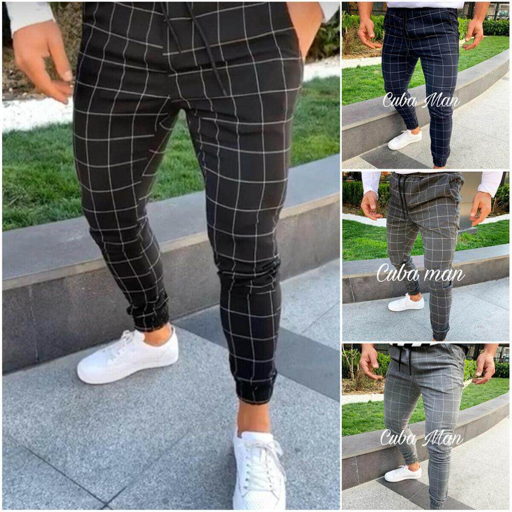 Pocket Mens Leg Trousers Casual Pencil Jogger Casual Pants