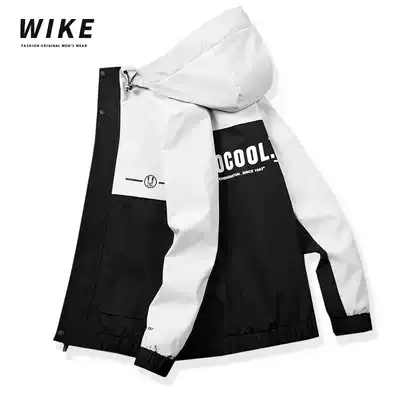 WIKE original autumn coat men's new hooded trend color block fattening plus size men's jacket top