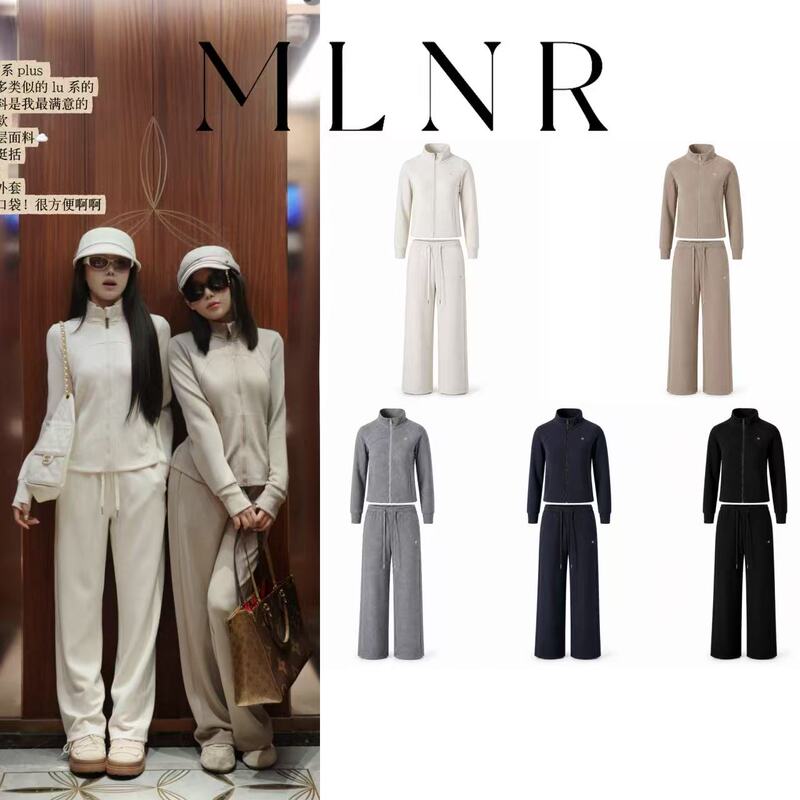 Spicy Woman [Store Set] Sand-Washed Air Layer Simple Top Casual Straight Pants Two-Piece Set L0126