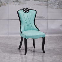 Hotel Dining Chair New Chinese High Back Solid Wood Dining Room Nordic Modern Light Lavish Fair for a European-style Soft Package