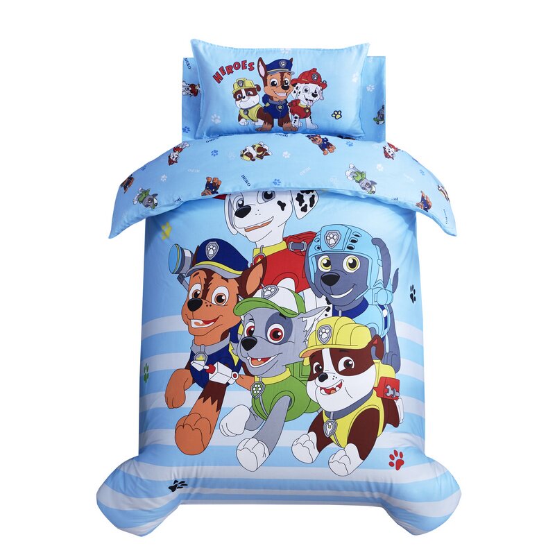 Kindergarten quilt Three sets of pure cotton quilt cover baby Children's nap bedding Wang Wang Team Six sets with core autumn and winter