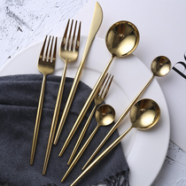 Nordic Wind Stainless Steel Western Dining Cutlery 8 Pieces Suit Steak Knife Fork Spoon Sweet Coffee Spoon Long Handle Spoon Fruit Fork