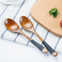 Small Wooden Spoon Day Style Long Wooden Spoon Solid Wood Cutlery Spoon Spoon Stir Spoon Fork Tablespoon Long Handle Wooden Spoon Rice Spoon