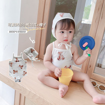 Baby 0-2 years old swimsuit summer baby net celebrity swimsuit girl foreign one-piece suspender hai cute bikini