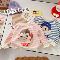 Kids cartoon sweatshirt brother and sister 0-5 years old spring and autumn dress boys and girls baby Korean alphabet cartoon top baby t-shirt