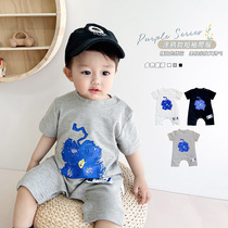 Baby foreign jumpsuit summer baby fashion short sleeve fart coat boy casual crawler newborn outing suit