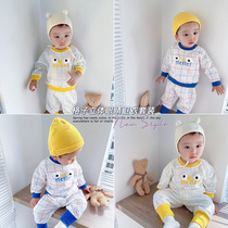 Baby 0-3 years old suit foreign spring and autumn suit mens and womens baby casual pullover sweatshirt pants sports two-piece outing