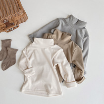 Baby half turtleneck t-shirt undershirt Korean version autumn and winter clothes kids pullover mens and womens baby versatile solid color top